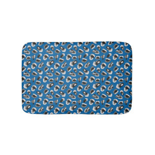 Blue Animal Leopard Print Badematte