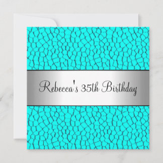 Blue Animal Print 35. Elegante Geburtstagsparty Einladung