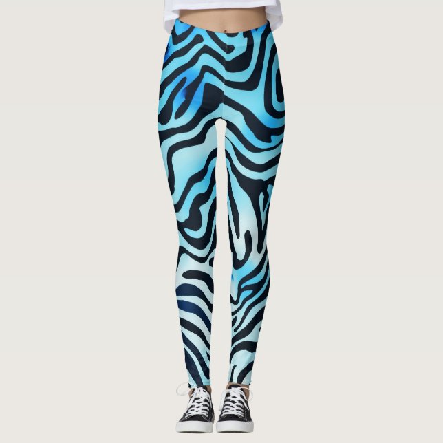 Blue Animal Print Leggings (Vorderseite)