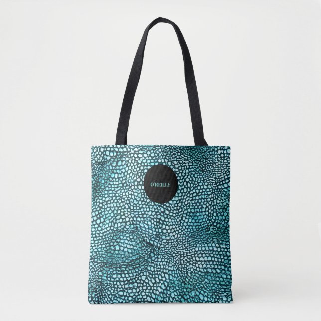 Blue Animal Print | Modernes Monogramm (Vorderseite)