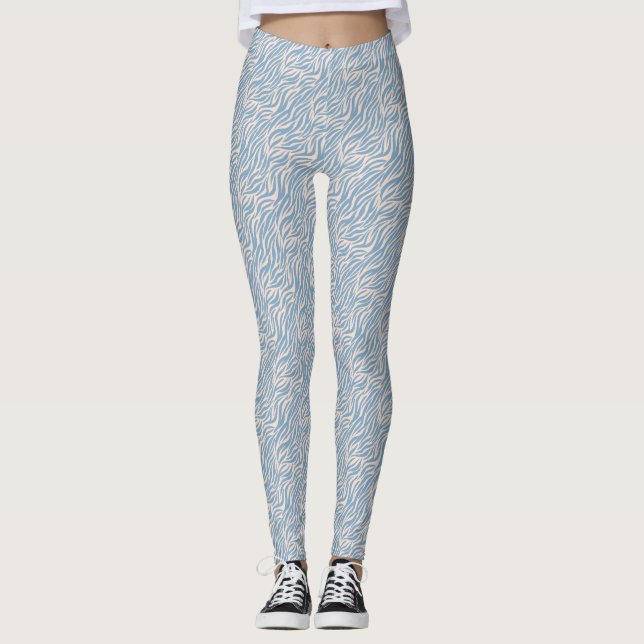 Blue Animal Print Tiger Streifen Leggings (Vorderseite)