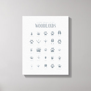 Blue Animal Tracks Woodland Kinderzimmer Leinwanddruck