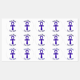 Blue Ankh Circle Adhesive Labels Etiketten