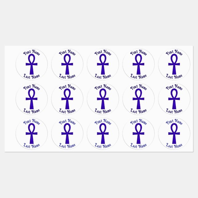 Blue Ankh Circle Adhesive Labels Etiketten (Blatt)