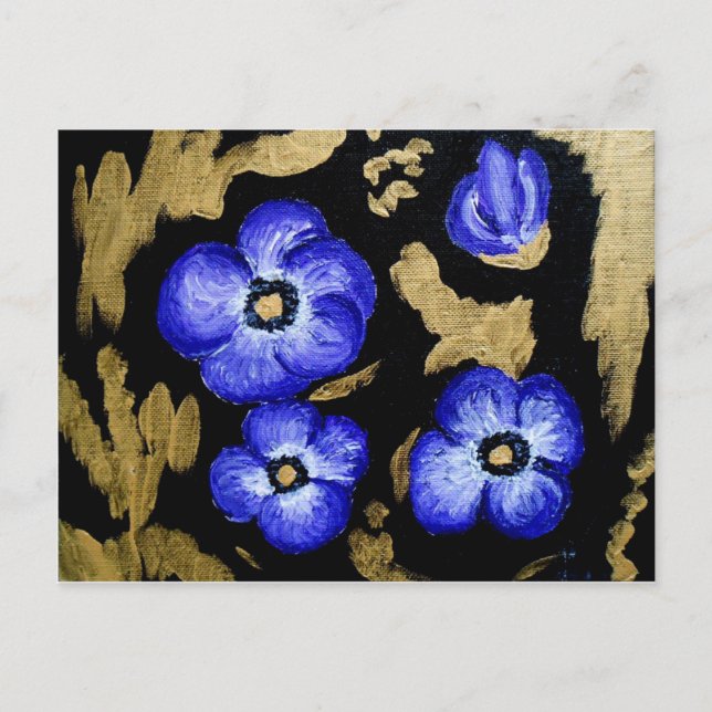 Blue Annemone's - abstrakte Kunst Postkarte (Vorderseite)