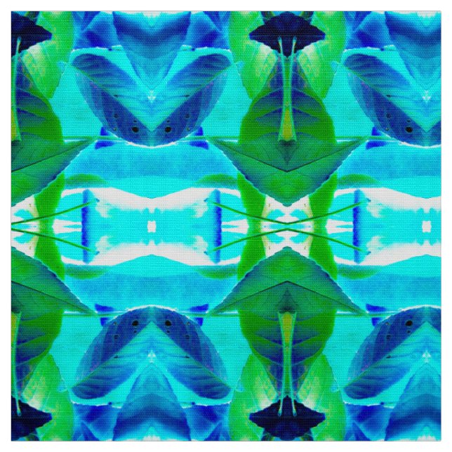 Blue Aqua-Blätter Stoff (Muster)