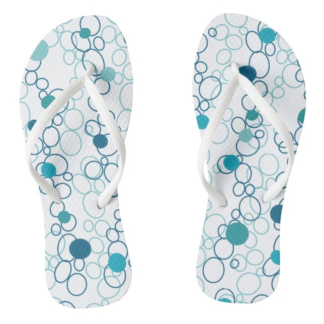 Blue Aqua Circles Dots Flip Flops (Fußbett)