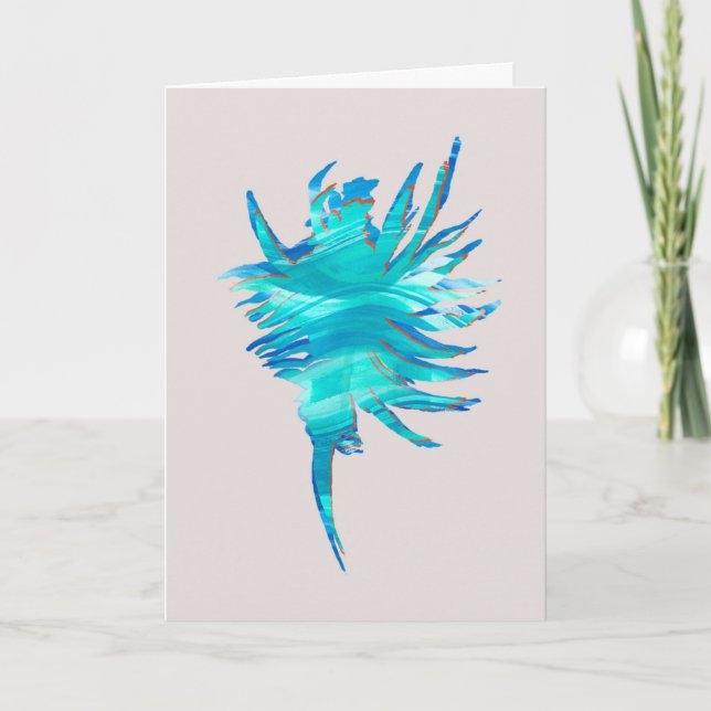 Blue-Aqua-Coral Silhouette Conch Muschel Card Karte (Vorderseite)