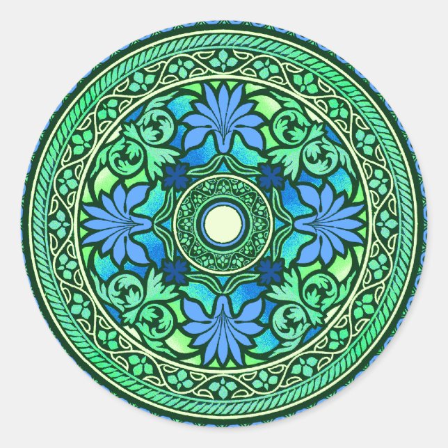 Blue & Aqua Disc Indian Wedding Einladungsaufklebe Runder Aufkleber (Vorderseite)