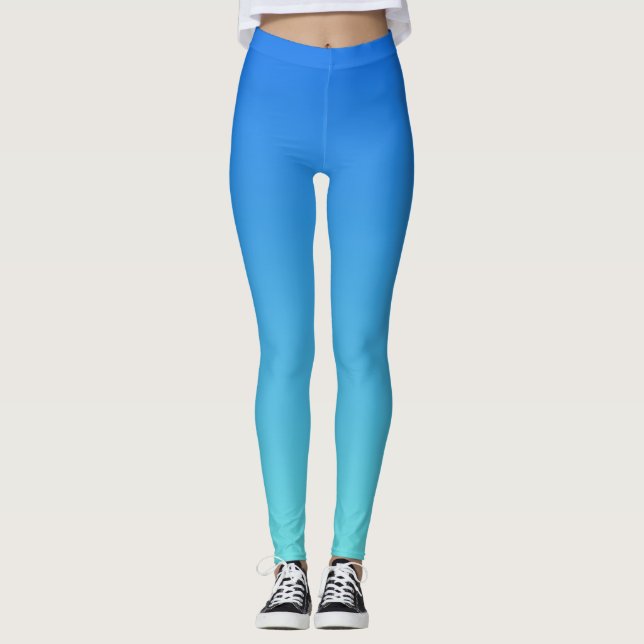 Blue Aqua Gradient Ombre All-Over-Print-Leggings Leggings (Vorderseite)