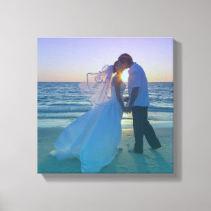 Blue Aqua Gradient Overlay Wedding Foto Leinwanddruck