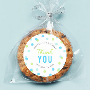 Blue Aqua Green Confetti Geburtstag Vielen Dank Runder Aufkleber