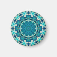 Blue Aqua Mandala Rosette Retro Hippie