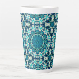 Blue Aqua Mandala Rosette Retro Hippie Milchtasse