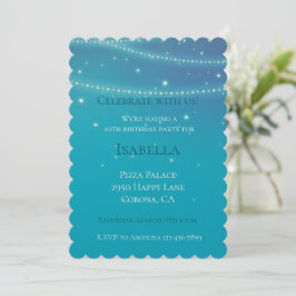Blue Aqua Mermaid Sparkle Birthday Einladung