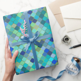 Blue Aqua Moroccan Mosaic Pattern Geschenkpapier