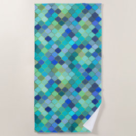 Blue Aqua Moroccan Mosaic Pattern Strandtuch