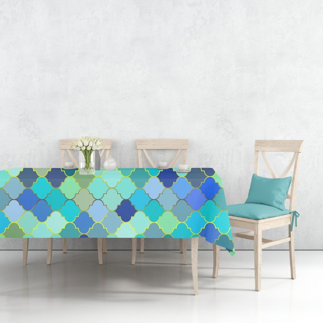 Blue Aqua Moroccan Mosaic Tischdecke (Blue Aqua Moroccan Mosaic Tablecloth
)