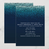 Blue Aqua Navy Glitzer Sparkle Modernes Glam Hochz