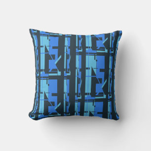 Blue Aqua Navy Südwest Look Tribal Art Mosaik Kissen