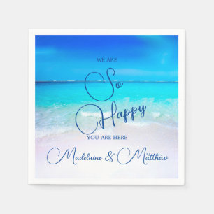 Blue Aqua Ocean Coastal Beach Hochzeitsfeier Verlo Serviette