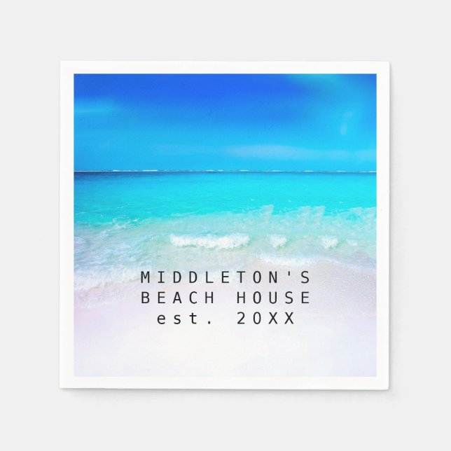 Blue Aqua Ocean Sea Beach Privatfamilie Serviette (Vorderseite)