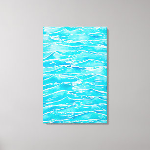 Blue Aqua Ocean Sea Waves Aquarellbilder drucken Leinwanddruck