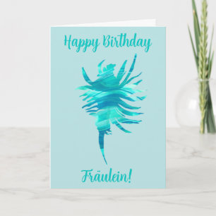 Blue-Aqua-Silhouette Conch Muschel Card Karte