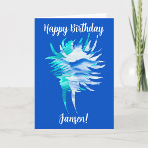 Blue-Aqua-Silhouette Conch Muscheln Card Karte