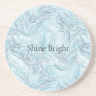 Blue Aqua Silver Marble Getränkeuntersetzer