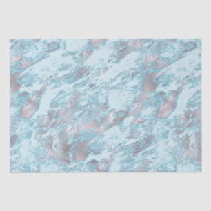 Blue Aqua Silver Marble Seidenpapier