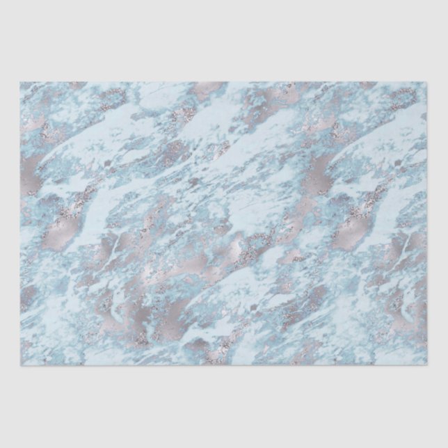 Blue Aqua Silver Marble Seidenpapier (Vorderseite)