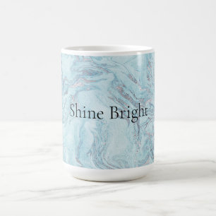 Blue Aqua Silver Marble Wirbel Kaffeetasse