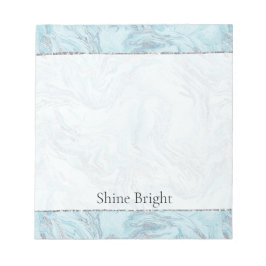 Blue Aqua Silver Marble Wirbel Notizblock