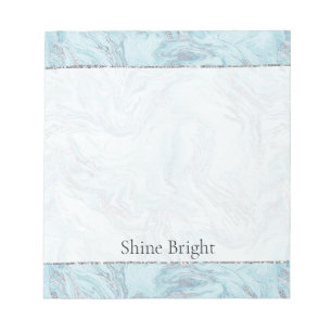 Blue Aqua Silver Marble Wirbel Notizblock