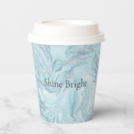 Blue Aqua Silver Marble Wirbel Pappbecher