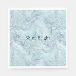 Blue Aqua Silver Marble Wirbel Serviette