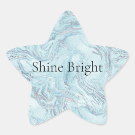 Blue Aqua Silver Marble Wirbel Stern-Aufkleber