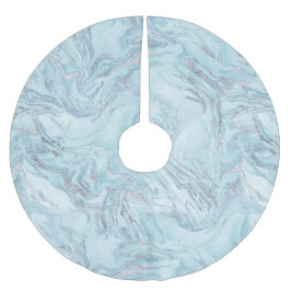 Blue Aqua Silver Marble Wirbel Weihnachten Polyester Weihnachtsbaumdecke