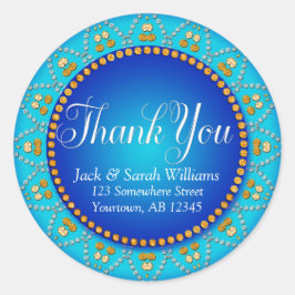 Blue Aqua Sun Gastgeschenk Hochzeit Vielen Dank, d Runder Aufkleber