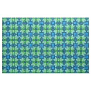 Blue Aqua Türkise Lime Green Bali Batik Muster Stoff