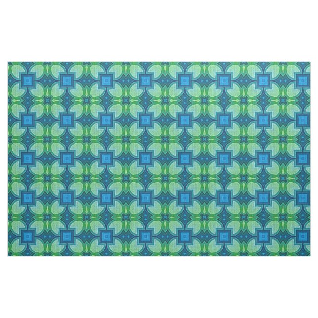 Blue Aqua Türkise Lime Green Bali Batik Muster Stoff (Fat Quarter (45,7 x 55,9 cm))