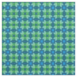 Blue Aqua Türkise Lime Green Bali Batik Muster Stoff