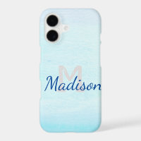 Blue Aqua Watercolor Fade Niedlich erster Name