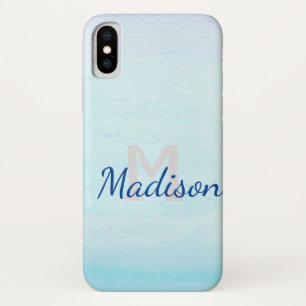Blue Aqua Watercolor Fade Niedlich erster Name Case-Mate iPhone Hülle