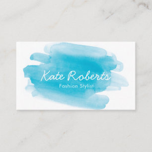Blue Aqua Watercolor Visitenkarte   kreativ
