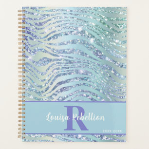 Blue Aqua Zebra Tiger Glitzer Design Planer