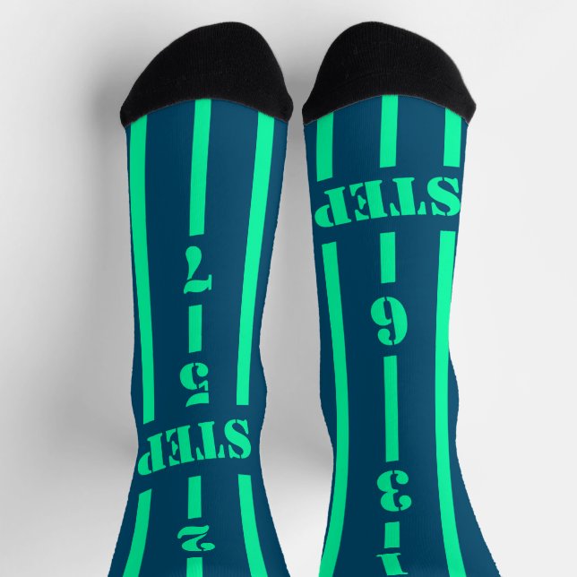 Blue aquamarin 123 Step Bachata Instruktor Socken (Oben)