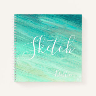 Blue Aquamarin Abstrakt Painting Your Name Sketchb Notizbuch
