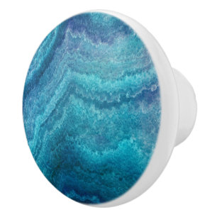Blue Aquamarin Agate Texture Keramikknauf